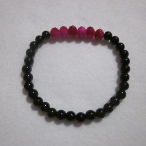 Black / Pink / Red Stretch Bracelet.